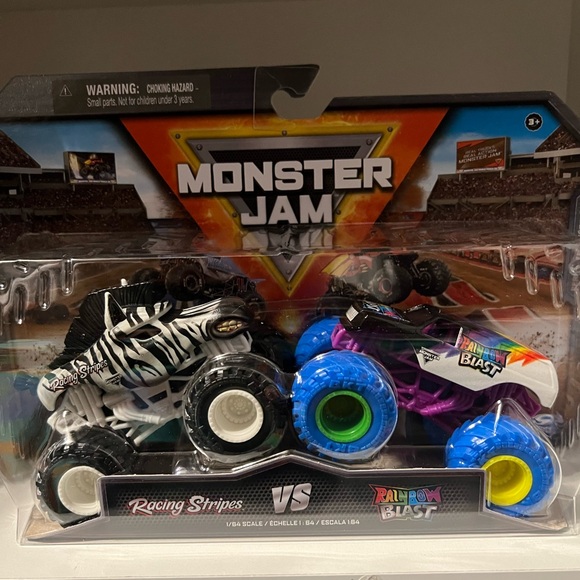 Monster Jam | Toys | Monster Jam Racing Stripes Vs Rainbow Blast 223 ...